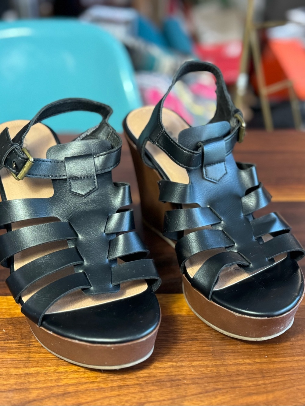 Torrid Fisherman’s Warf Black Strappy Platform Wedge Sandals - Women